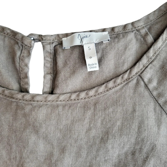 Joie Linen Mini Dress Womens Small Lagenlook Minimalist Beachy Ruffle Neutral - Picture 5 of 7